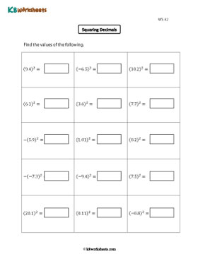 Squaring Decimals 2