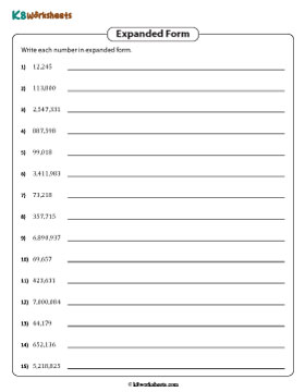 Write in Expanded Form | Up to 7-Digit