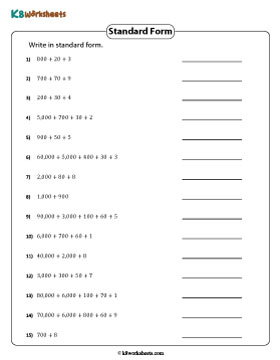 Write in Standard Form | Up to 5-Digit