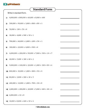 Write in Standard Form | Up to 7-Digit