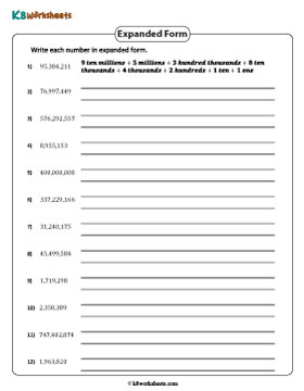 Write in Expanded Word Form | Up to 9-Digit