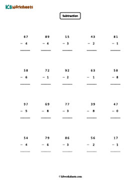 2-digit minus 1-digit Subtraction | No Regrouping