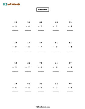 2-digit minus 1-digit Subtraction | Regrouping