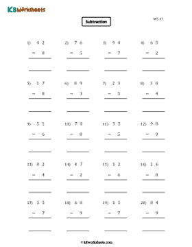 Subtracting 1-digit from 2-digit Numbers | Review 1