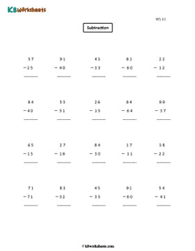 2-digit Subtraction without Regrouping | Column 3