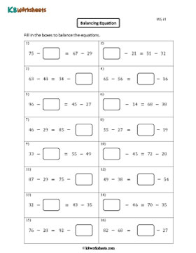 Balancing Subtraction Equations 1