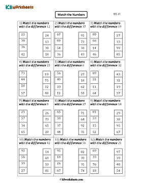 Matching Number Pairs for a Given Difference  1