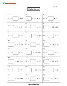 Finding the Missing Number | Horizontal 1