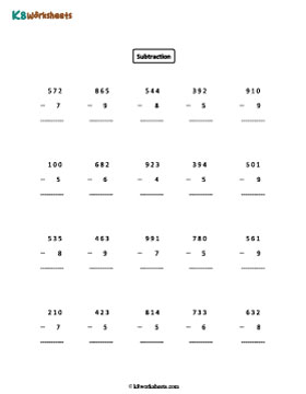 3-digit minus 1-digit Subtraction | Regrouping