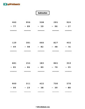 3-digit minus 2-digit Subtraction | Regrouping