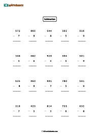 3-digit minus 1-digit Subtraction