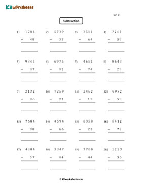 Subtracting 2- or 3-digit Numbers from 4-digit Numbers 1