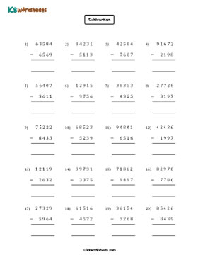 Subtracting 4-digit from 5-digit Number