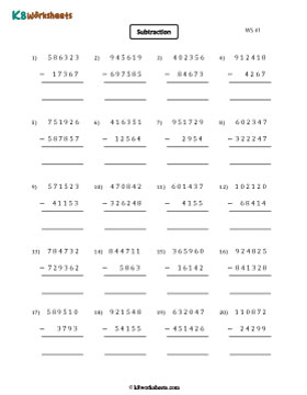 Subtracting Large Numbers 1