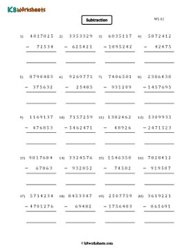 Subtracting Large Numbers 2