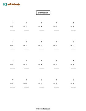 Column Subtraction | Numbers within 10