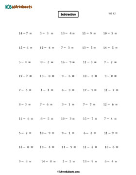 Subtraction within 20 | Horizontal 2