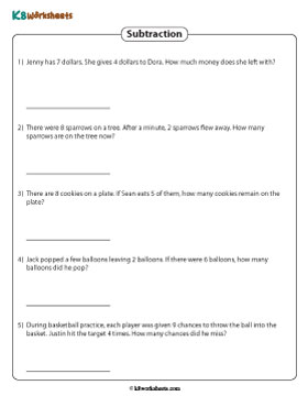 Single-digit Subtraction Word Problems