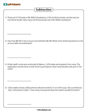 4-digit Subtraction Word Problems