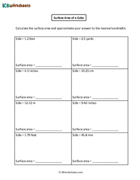 Surface Area of Cubes | Decimals