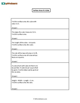 Surface Area of Cubes | Integers and Decimals