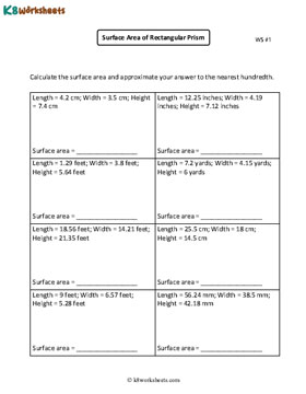 Surface Area of Rectangular Prisms | Decimals 1