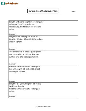 Surface Area of Rectangular Prisms | Decimals 2