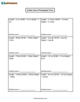 Surface Area of Rectangular Prisms | Integers