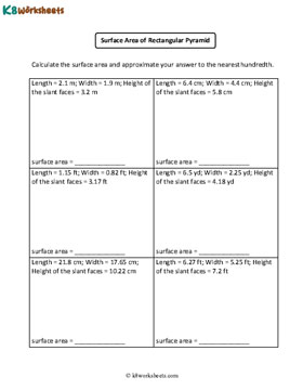 Surface Area of Rectangular Pyramids | Decimals