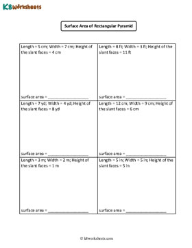 Surface Area of Rectangular Pyramids | Integers