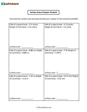 Surface Area of Square Pyramids | Decimals