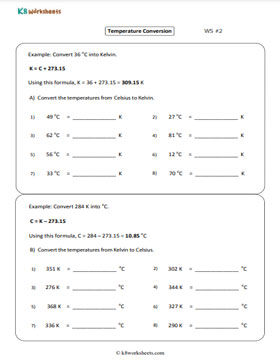 Celsius and Kelvin Conversions 2