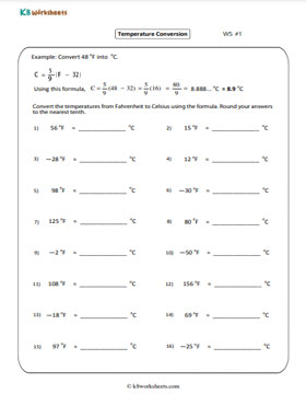 Fahrenheit to Celsius Conversion Using Formula 1