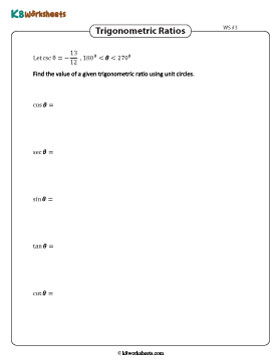 Trigonometric Ratio Using Unit Circle in Degrees 3