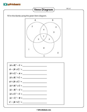 Writing Set Notations: Three Sets | With Universal Set 1