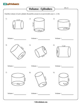 Volume of a Cylinder | Decimals - Customary 1