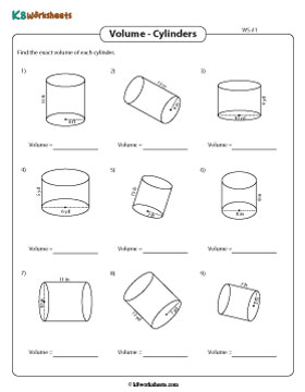 Volume of a Cylinder | Integers - Easy - Customary 1