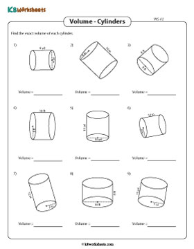 Volume of a Cylinder | Integers - Easy - Customary 2