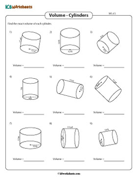 Volume of a Cylinder | Integers - Easy - Customary 3