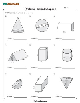 Volume of Mixed Shapes | Integers - Easy - Customary 1