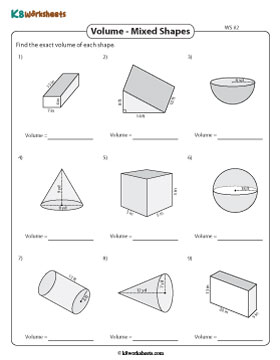 Volume of Mixed Shapes | Integers - Easy - Customary 2