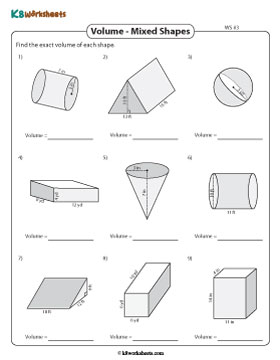 Volume of Mixed Shapes | Integers - Easy - Customary 3