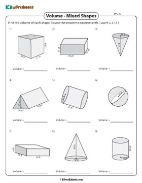 Volume of Mixed Shapes | Integers - Moderate - Customary 2