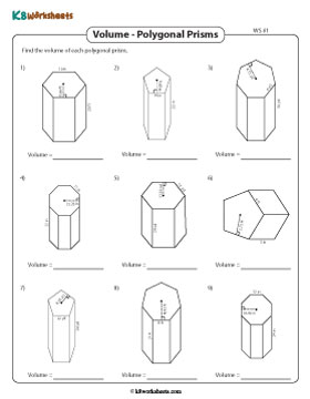 Volume of Polygonal Prisms Worksheets - Customary 1