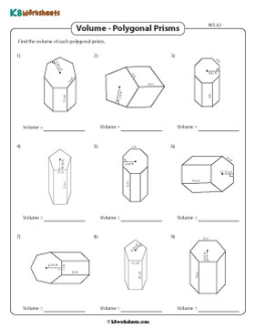 Volume of Polygonal Prisms Worksheets - Customary 2