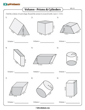 Volume of Prisms and Cylinders | Bases - Trapezoid and Parallelogram | Decimals - Customary 3