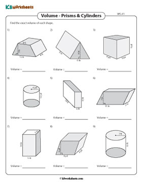 Volume of Prisms and Cylinders | Bases - Trapezoid and Parallelogram | Easy - Customary 1