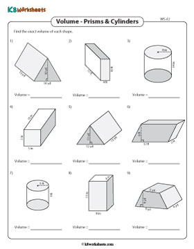 Volume of Prisms and Cylinders | Bases - Trapezoid and Parallelogram | Easy - Customary 2