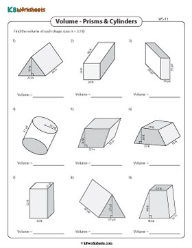 Volume of Prisms and Cylinders | Bases - Trapezoid and Parallelogram | Moderate - Customary 1