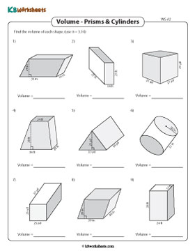 Volume of Prisms and Cylinders | Bases - Trapezoid and Parallelogram | Moderate - Customary 2